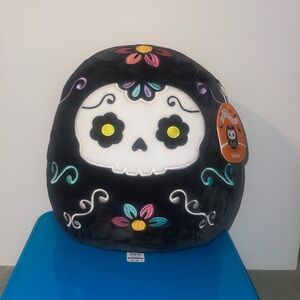 Squishmallows Delfina Black and White Sugar Skull Accent Pillow